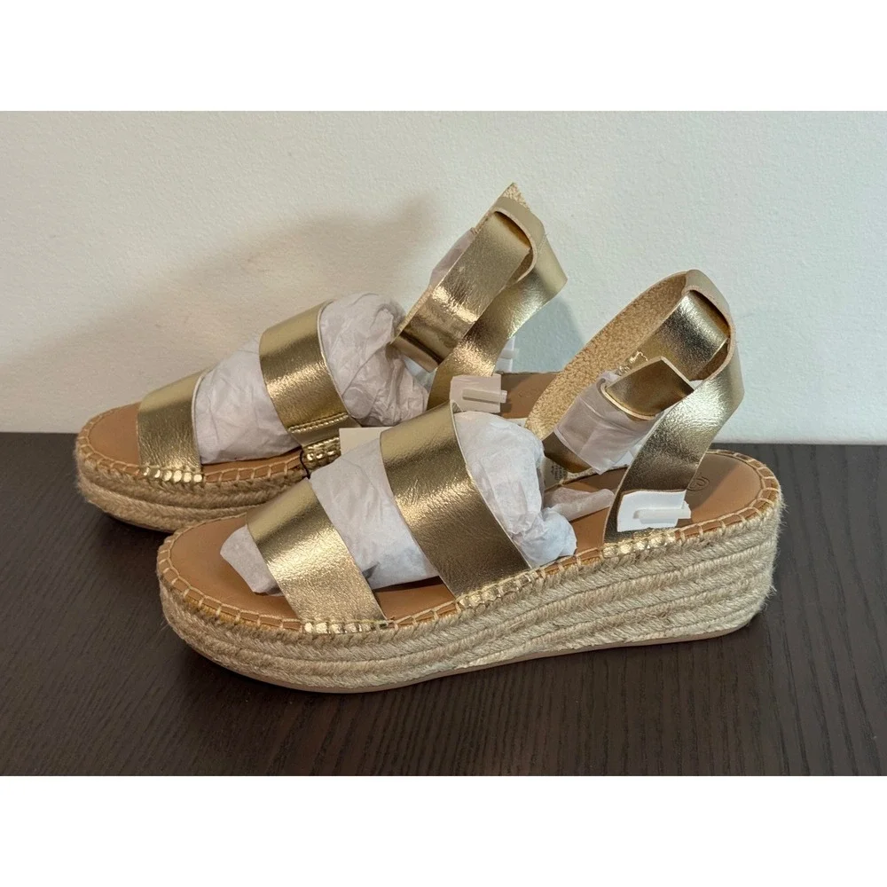 The Drop Listilla Espadrille Wedge Sandal Women 8.5 Gold Metallic Platform